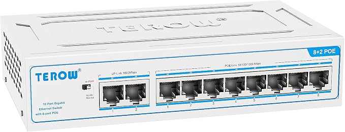 PoE+ Ethernet Switch, IEEE802.3af/at, Desktop/Wall Mount, by TEROWTechnology