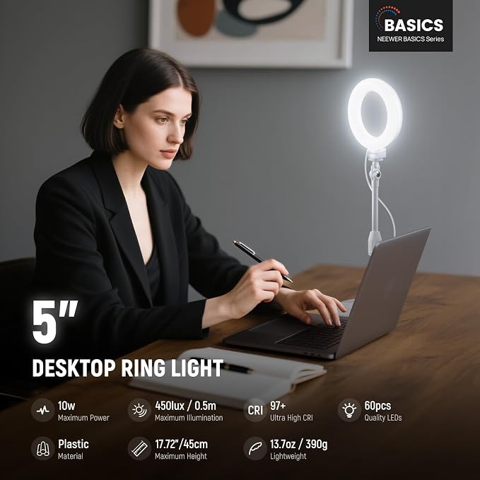 NEEWER BASICS 5"/13cm Desk Ring Light - Image 2