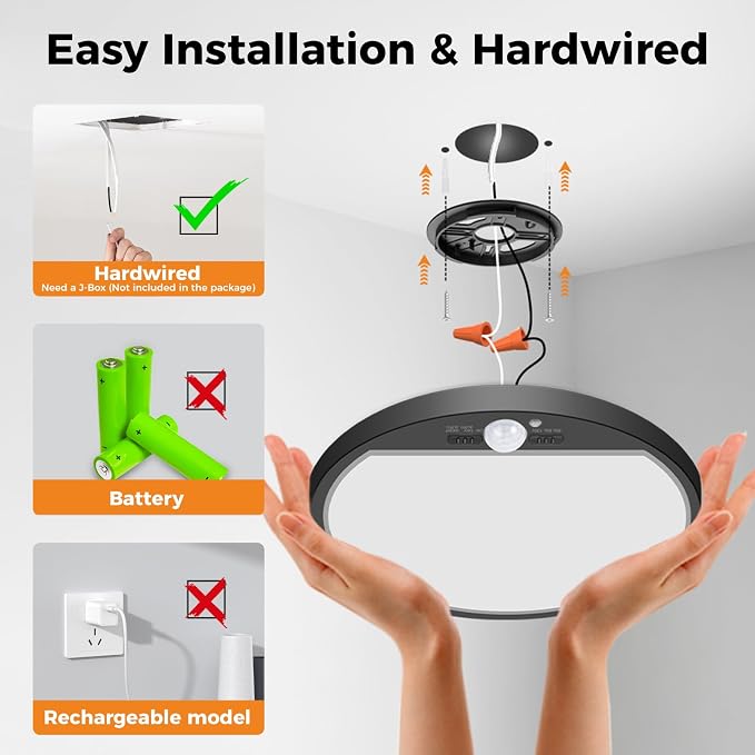 slochi 2Pack Motion Sensor Light Indoor Wired, 12 Inch 3000K/4000K/6500K Closet - Image 2