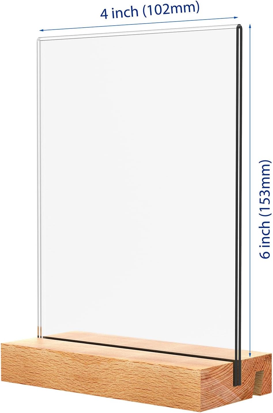 Acrylic Sign Holder with Wooden Base, Desktop Display Stand (8.5x11 2Pack)