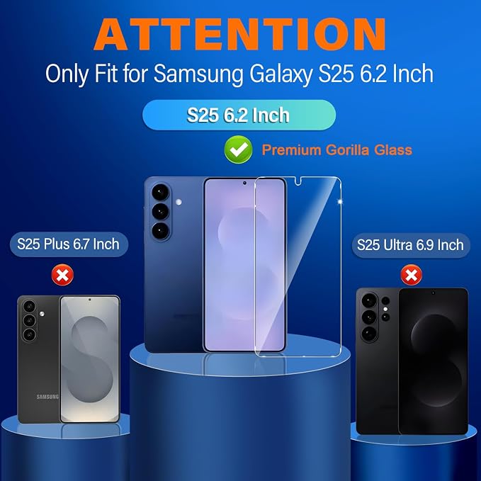 firtstnow 3 Pack for Samsung Galaxy S25 Screen Protector Tempered Glass + 3 - Image 2