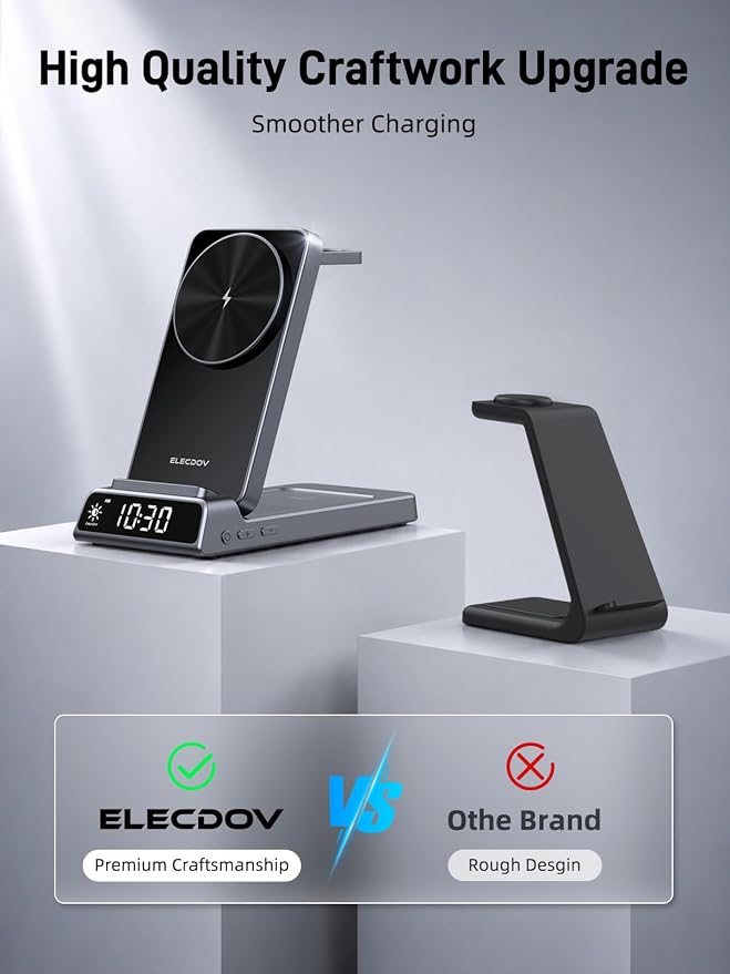 3 in 1 Charging Station for Apple, ELECDOV Magnetic Charger for iPhone - Image 7