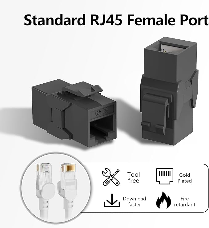 Jadaol UL Listed RJ45 Coupler, 10Gbps Gold-Plated Contacts Pass Through RJ45 - Image 3