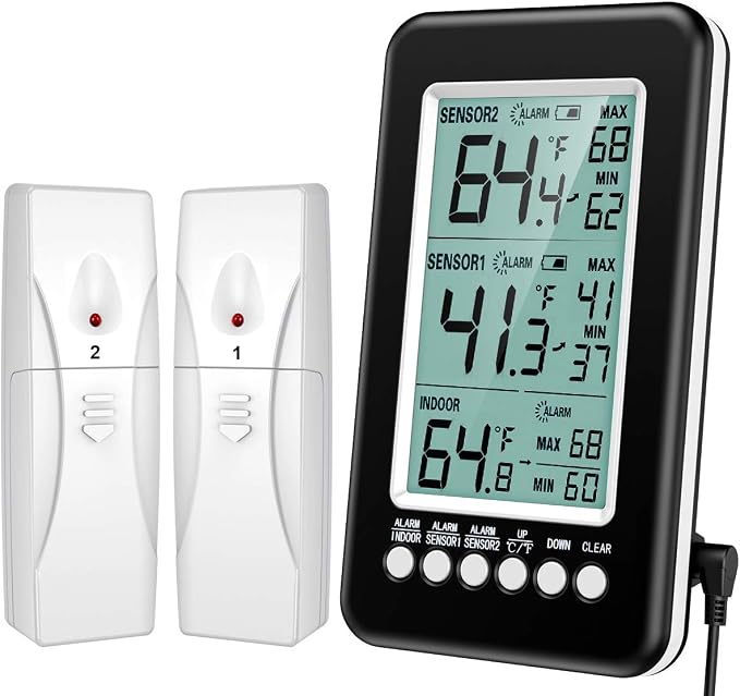 AMIR Refrigerator Thermometer, Wireless Digital Freezer Thermometer by AMIR