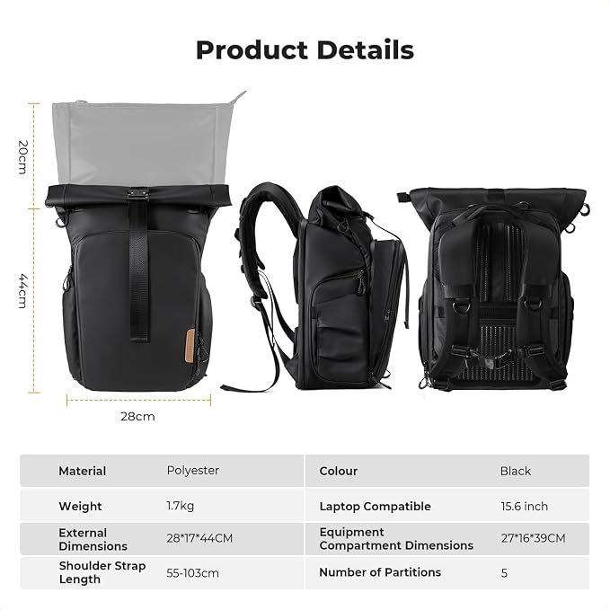K&F CONCEPT Camera Backpack, Camera Bag - Image 7