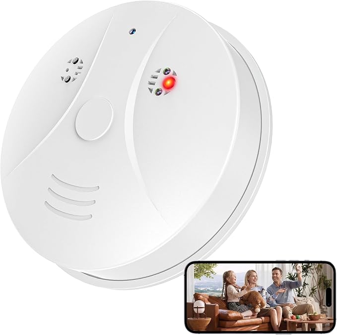 1080P HD Wireless WiFi Indoor Camera Smoke Detector by DTCRCHTinySecurityCamera