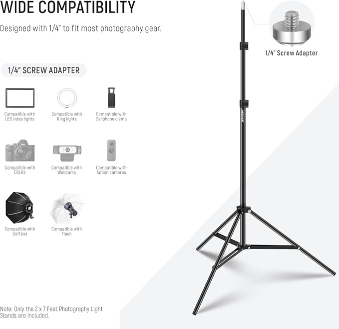 NEEWER Photography Light Stand, 7 Feet / 210cm Aluminum Alloy Photo Studio - Image 5
