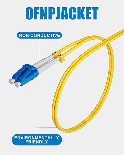 OS2 LC to LC Fiber Patch Cable, OFNP Singlemode Fiber Optic Cable 1G/10GB SMF - Image 3