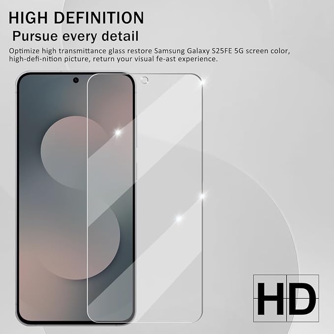 Screen Protector for Samsung Galaxy S25 FE, Tempered Glass & Camera Lens - Image 5