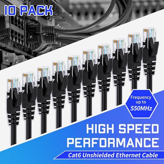 Cat6 Ethernet Cable 0.5 Feet 10 Pack Network RJ45 Cat6 Internet Patch Cable - Image 2