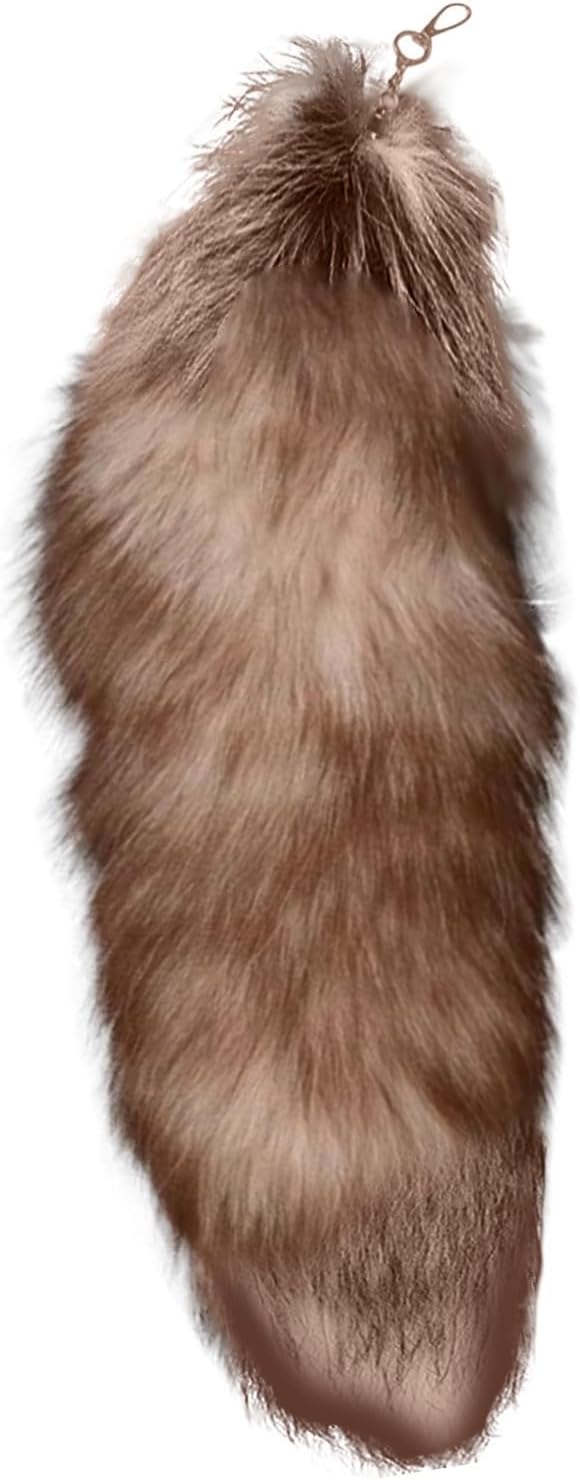 Fox Tail Keychain Long, Fluffy Therian Tail Faux Fur Keyring, Party Costume by Unknown