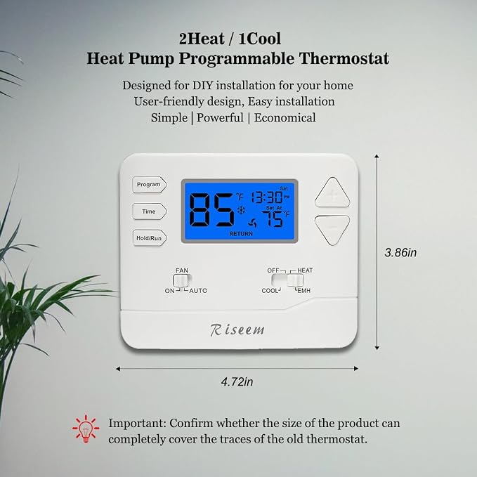 Thermostat for Heat Pump, Programmable Thermostat for Home, Single-Stage Systems - Image 2