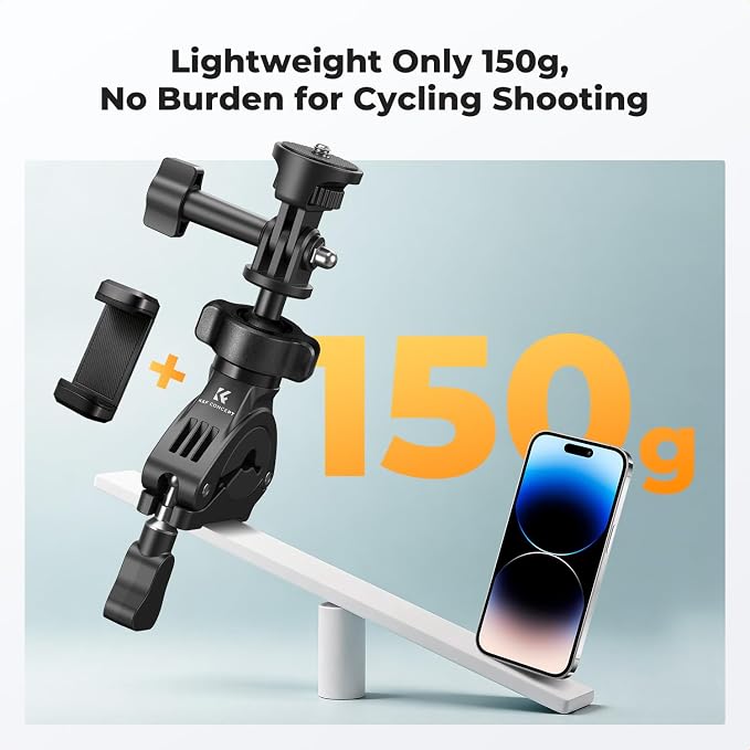 K&F CONCEPT Handlebar Bike Motorcycle Mount, 360° Rotation Camera Clamp Mount - Image 6