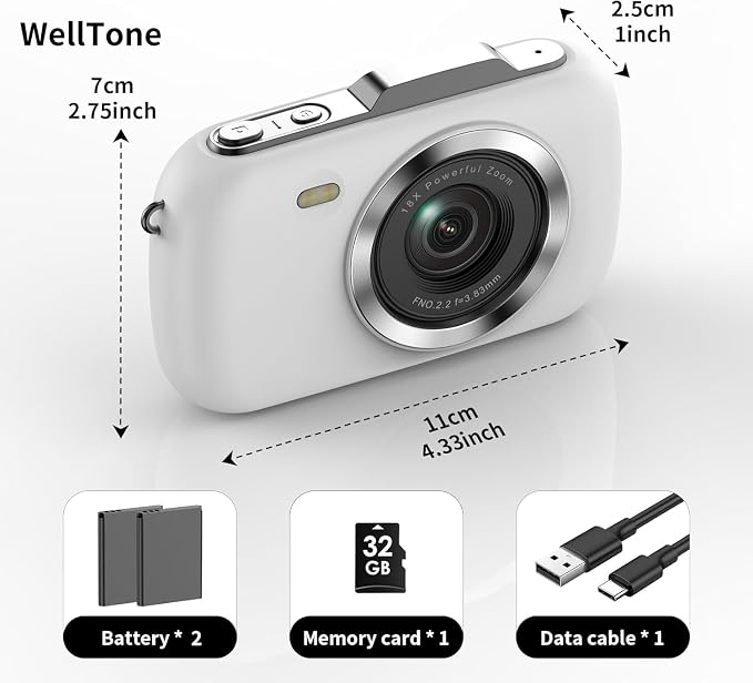 WellTone Digital Camera Kids 4K Video 64MP Photography Cameras, Compact 18X - Image 7