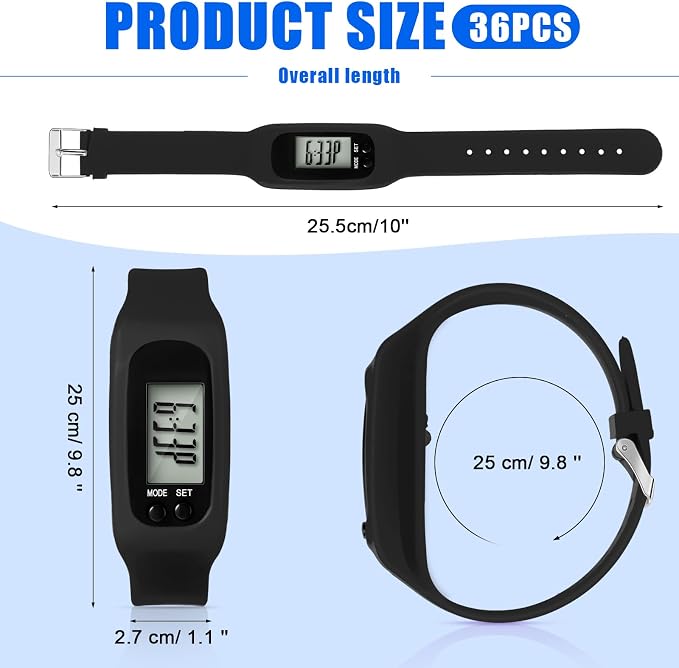 Geyoga Pedometer for Walking Steps and Miles Pedometer Watch Silicone Steps - Image 2