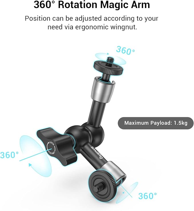 SMALLRIG Super Clamp w/ 1/4" and 3/8" Thread and 5.8 Inches Adjustable Friction - Image 3