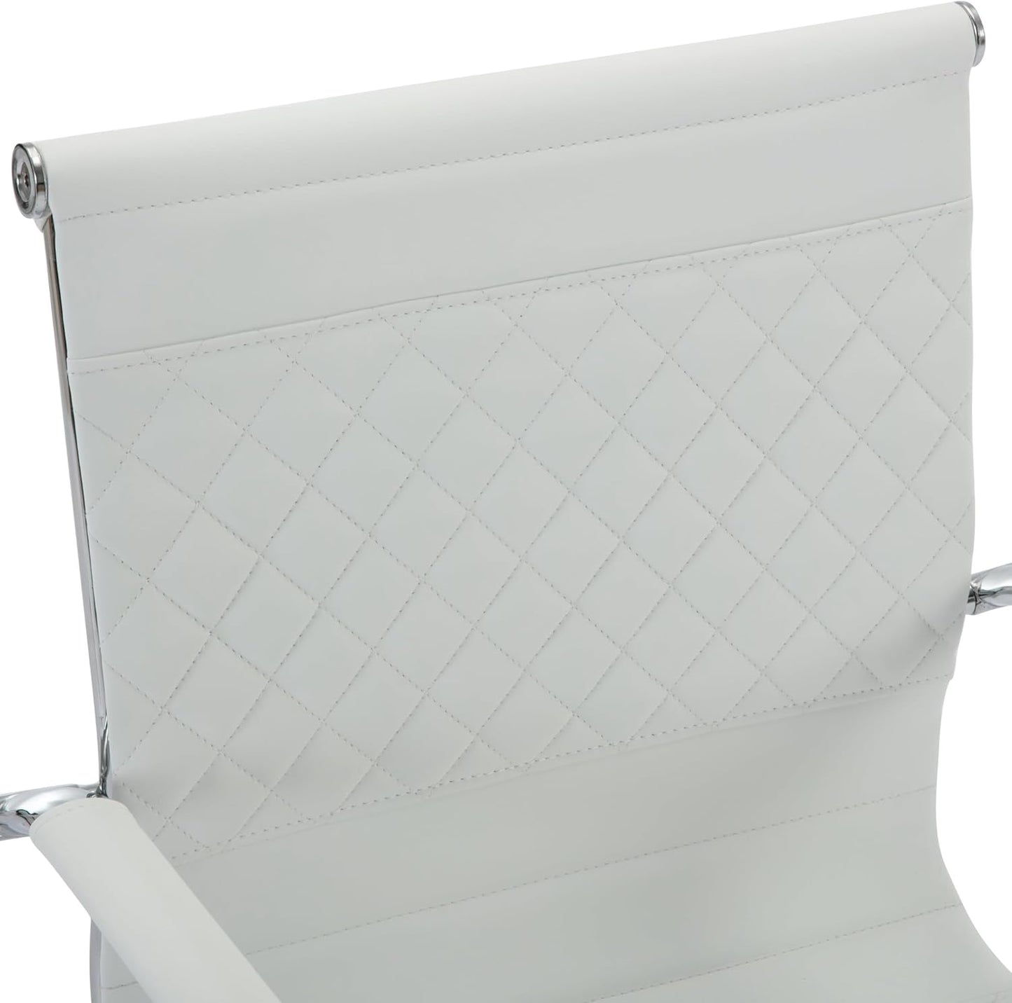 Office Guest Chairs - Set of 6 Modern PU Leather Desk Chairs for Reception, Waiting, and Conference Rooms - Mid Back, White