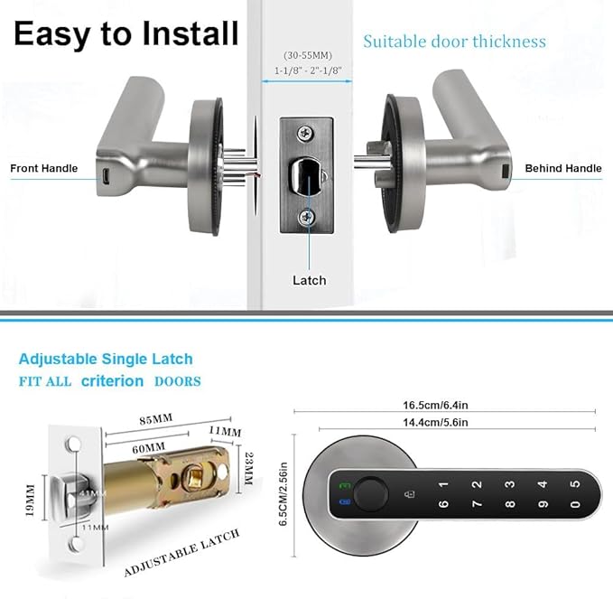 Fingerprint Door Lock-biometric Door Lock-Smart Door knob-with passcode keypad - Image 6