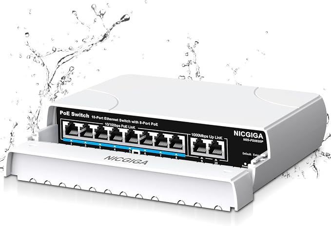 Outdoor Waterproof 8-Port PoE Switch by NICGIGA