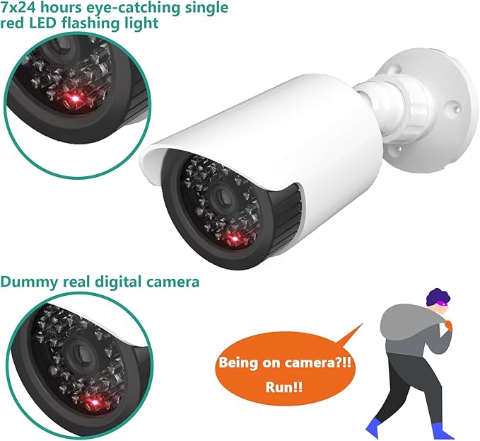 WALI Fake Security Camera with Flashing Red Light, Dummy Cameras - Image 2