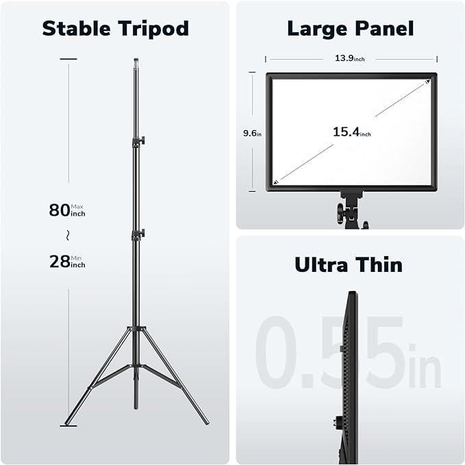 D50 LED Video Light Panel Lights 15.4", 2 Packs 45W 3000K-8000K Bi-Color - Image 5