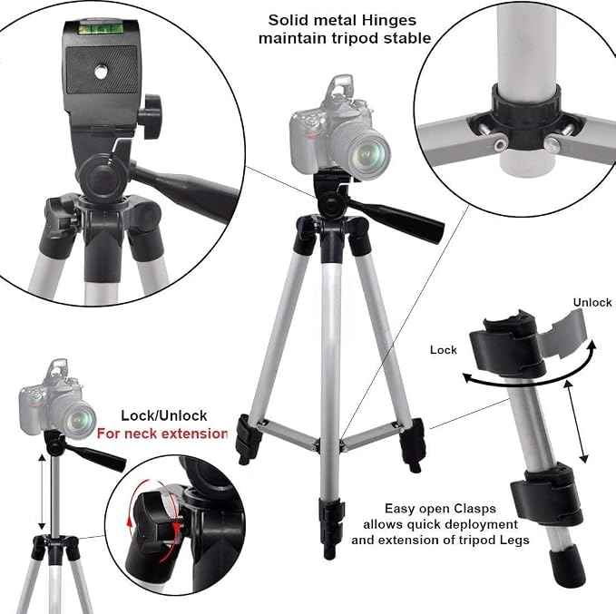 Acuvar 50" Aluminum Camera Tripod Stand - Image 3