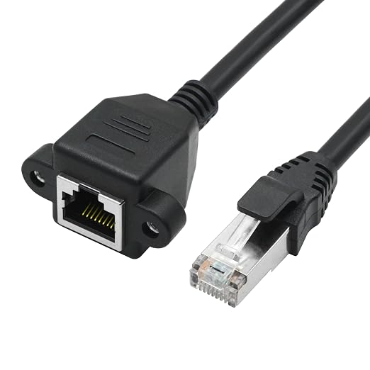 2Pcs Cat6 Ethernet Extension Cable 2FT, RJ45 Male to Female Ethernet Panel Mount - Image 2