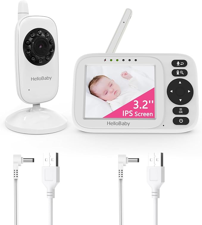 HelloBaby Baby Monitor with Camera and Audio, 3.2'' No WiFi Baby Monitor by HelloBaby