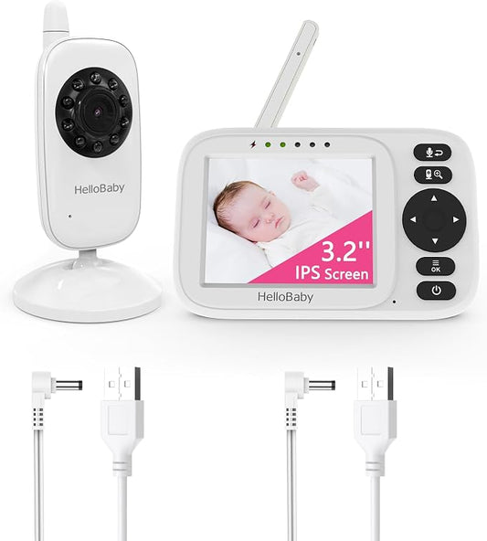 HelloBaby Baby Monitor with Camera and Audio, 3.2'' No WiFi Baby Monitor by HelloBaby