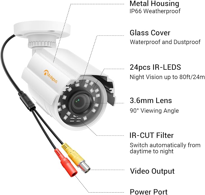 Anlapus 2 Pack 1080P HD Security Cameras, 80ft Night Vision, IP66 Weatherproof - Image 9