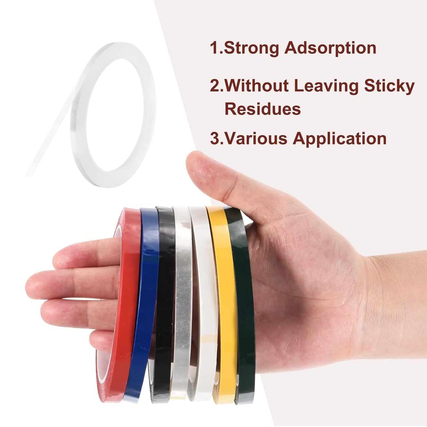 MECCANIXITY 10 Rolls Whiteboard Tape Graphic Chart Tape 5mm 54.7 Yard Art Tape Thin Self-Adhesive Pinstripe Tape Masking Tape for Gift Wrapping Craft Supplies, Clear