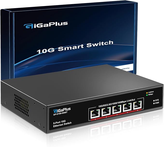 5-Port 10Gb Ethernet Switch Unmanaged by GiGaPlus
