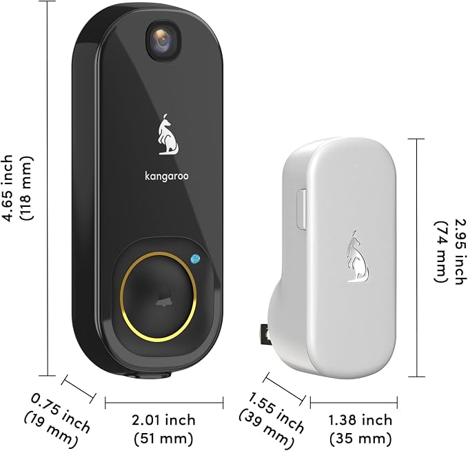 Kangaroo Wireless Doorbell+Chime, HD Camera, Easy Setup, Battery Power - Image 8