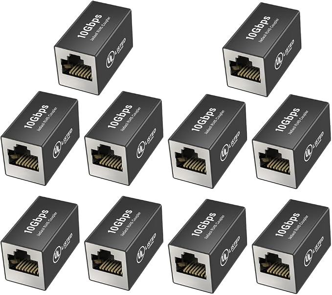 Jadaol UL Listed Shielded RJ45 Coupler, 10Gbps Gold-Plated Contacts Aluminum by Jadaol
