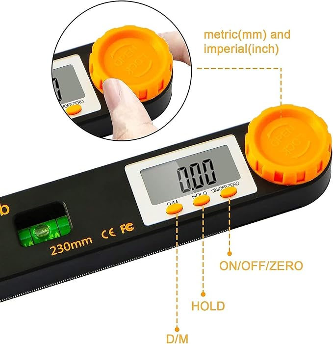 Rainyb Digital Angle Finder Tool 7inch 0-360 degree LCD Digital Protractor - Image 5