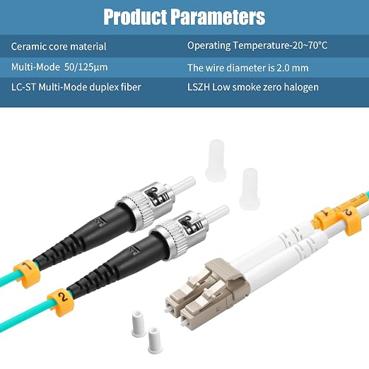 Fibergaga-5Pack OM3 LC to ST Multi-Mode Fiber Patch Cable, Duplex 50/125µm - Image 4