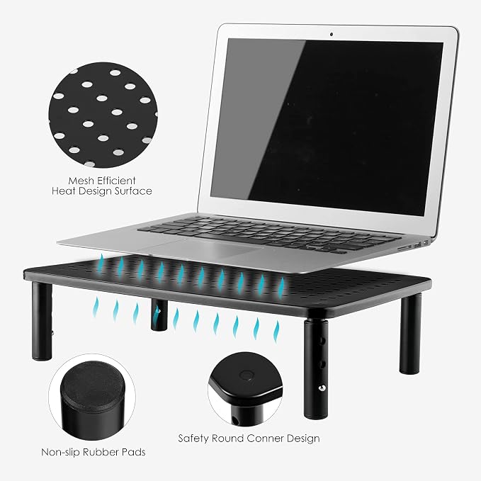 LOTEYIKE TV/Monitor Riser Desktop Stand, Flat Screen, Sturdy Metal Laptop - Image 3