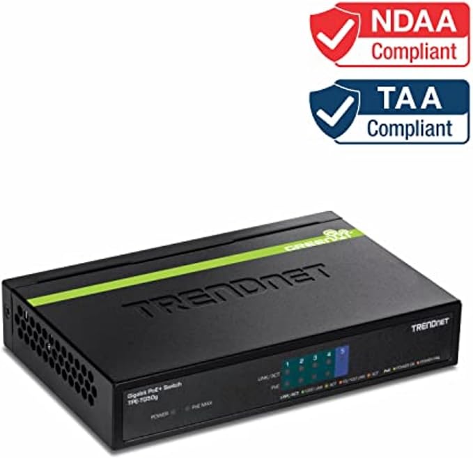 TRENDnet 5-Port Gigabit PoE+ Switch, 31 W PoE Budget, 10 Gbps Switching Capacity - Image 2