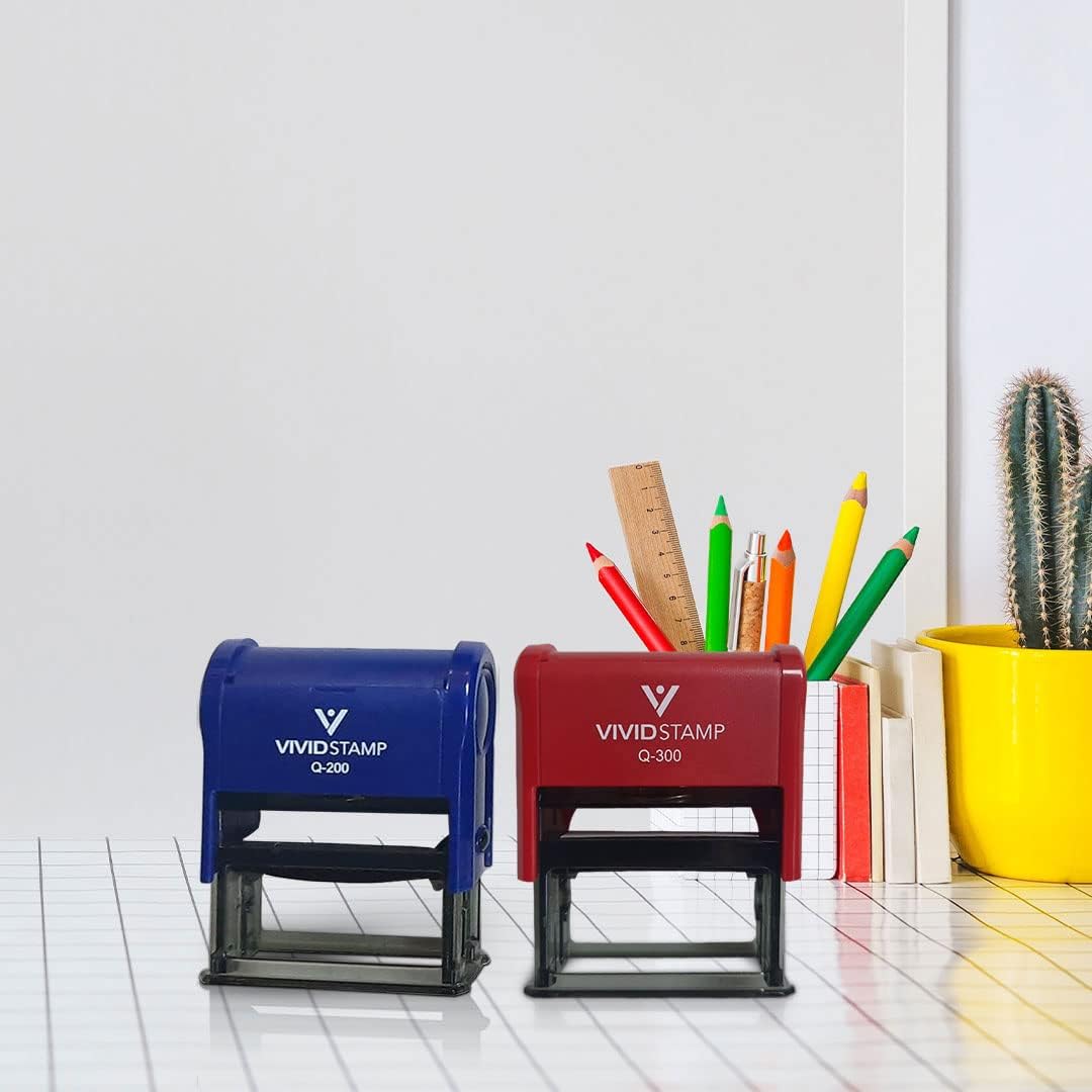 Vivid Stamp Inspected by____ Business Self-Inking Rubber Stamps (Red Ink) - Q-400