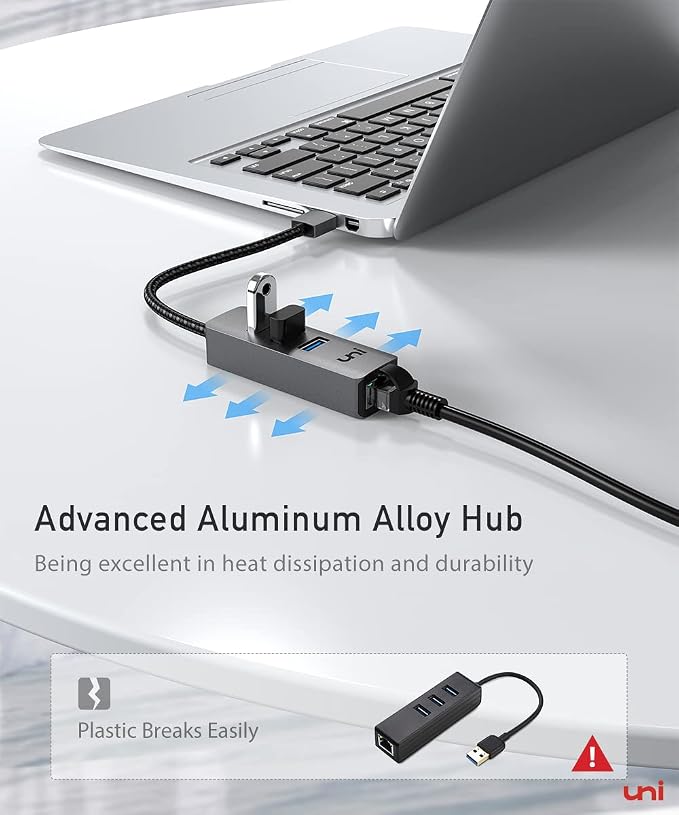 uni USB to Ethernet Adapter, USB 3.0 Hub - Image 5