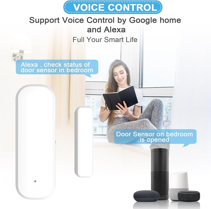 Smart WiFi Door/Window Sensor | Tuya Smart Alarm, Wireless Entry Detector - Image 3