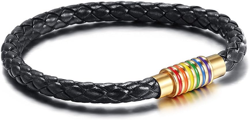 Nanafast Titanium Stainless Steel Rainbow LGBT Pride Bracelet Handmade Braided by Nanafast
