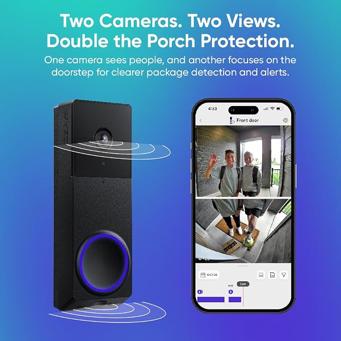 WYZE Wireless Duo Cam Video Doorbell, Battery Powered, 2K Full HD Video - Image 2