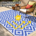 Smiry Outdoor Rug 10x14 ft Waterproof Reversible Boho Mat - Image 4