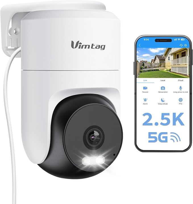 VIMTAG Pan/Tilt Outdoor Security Camera, 2.5K 4MP WiFi Home CCTV Camera by Vimtag