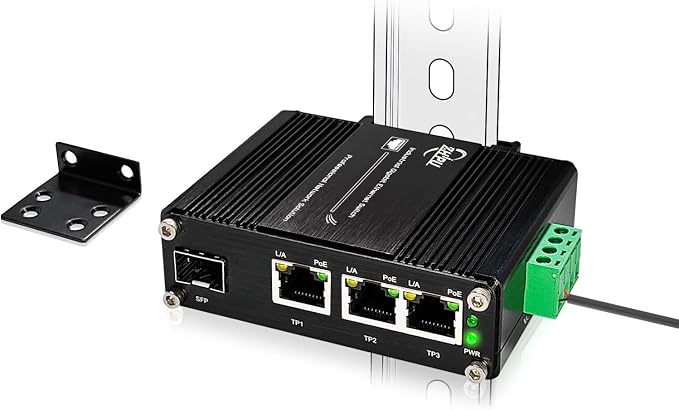 3 Ports PoE Ethernet Switch Mini Industrial Gigabit 10/100/1000T RJ45 and by Zhpuostd
