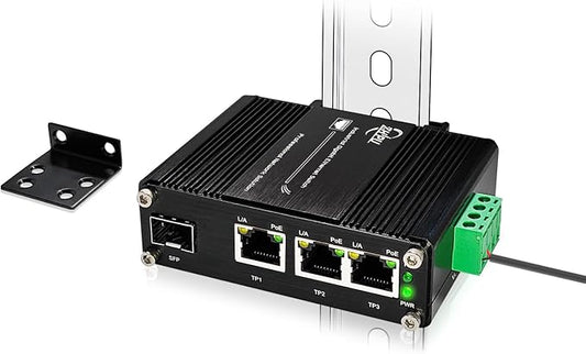 3 Ports PoE Ethernet Switch Mini Industrial Gigabit 10/100/1000T RJ45 and by Zhpuostd