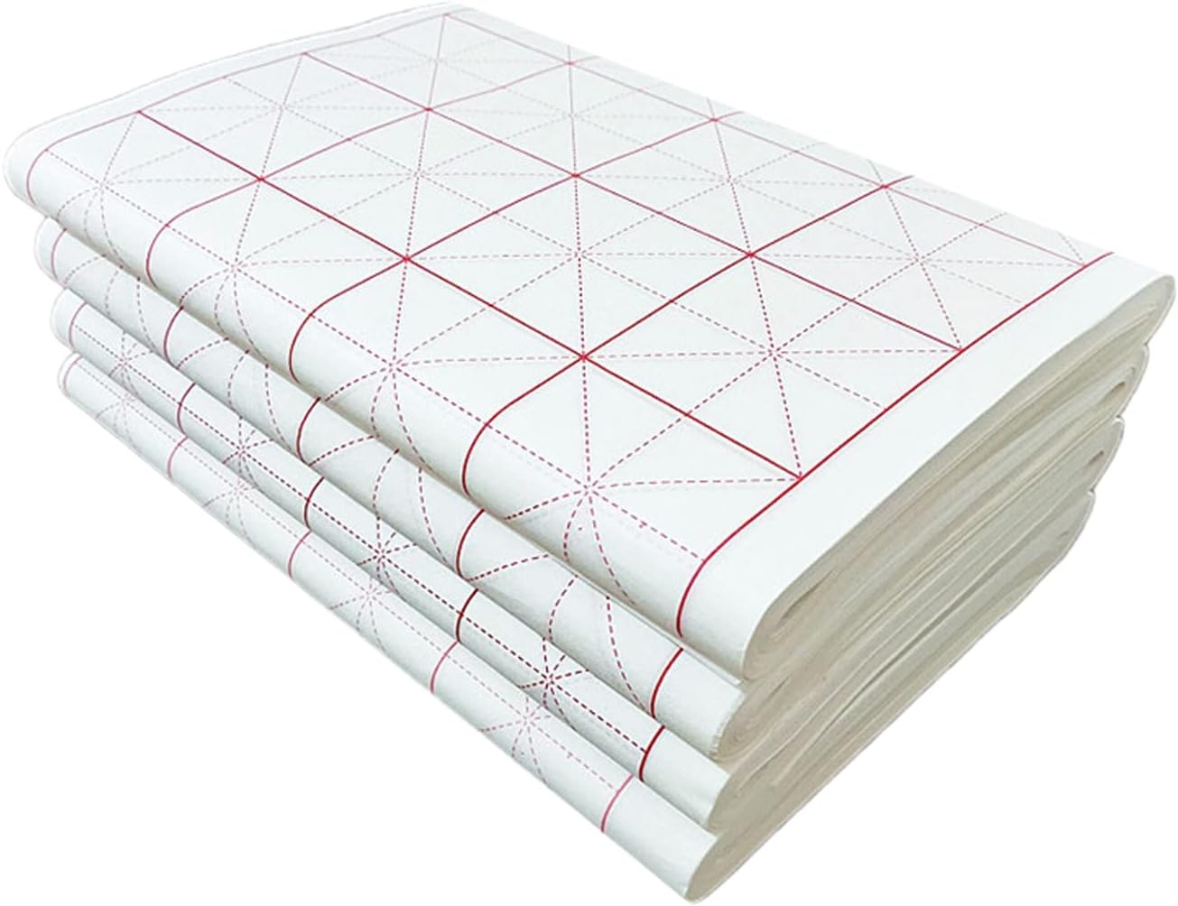 MEGREZ Chinese Calligraphy Xuan Paper Brush Writing Sumi Paper Xuan Paper Rice Paper with Grids for Students, Beginners Practice Kanji Japanese Calligraphy, 100 Sheets/Pack, 5 cm/Grid