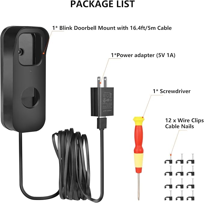 2in1 Power Cable with Adapter & Adhesive Doorbell Mount Compatible with Blink - Image 7
