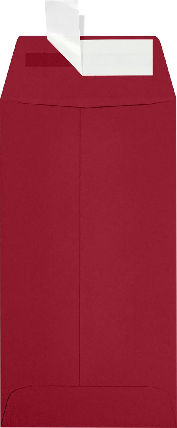 LUXPaper #7 Coin Envelopes | Peel & Press | 3 1/2" x 6 1/2" | Garnet Red | 80lb. Text | 1,000 Qty